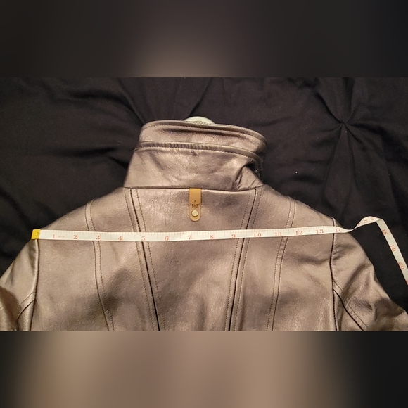 Mackage Aritzia Metallic Gunmetal Pewter lambskin leather motorcycle jacket xxxs - Picture 8 of 12